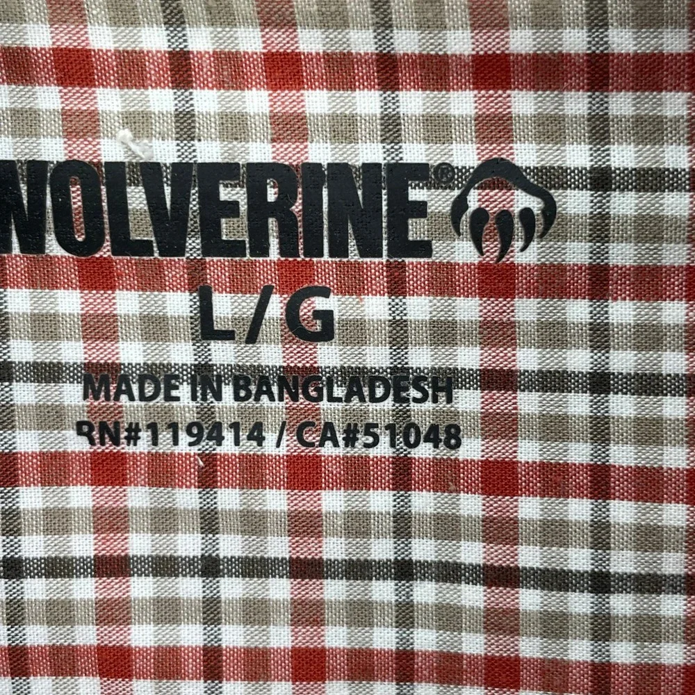 Wolverine‎ Shirt Mens Large Red Plaid Workwear Casual Western Academia Camping